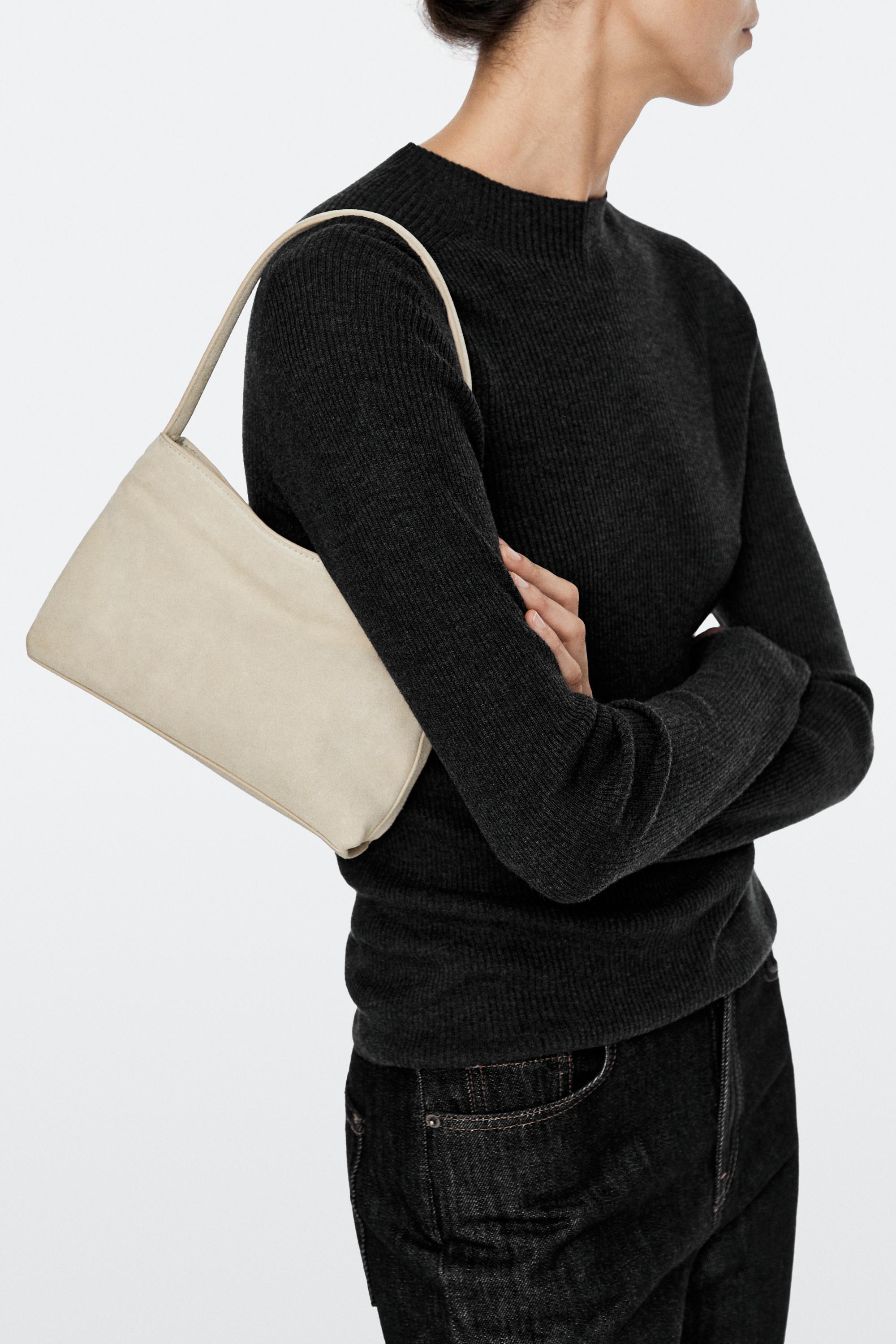Split suede leather shoulder bag